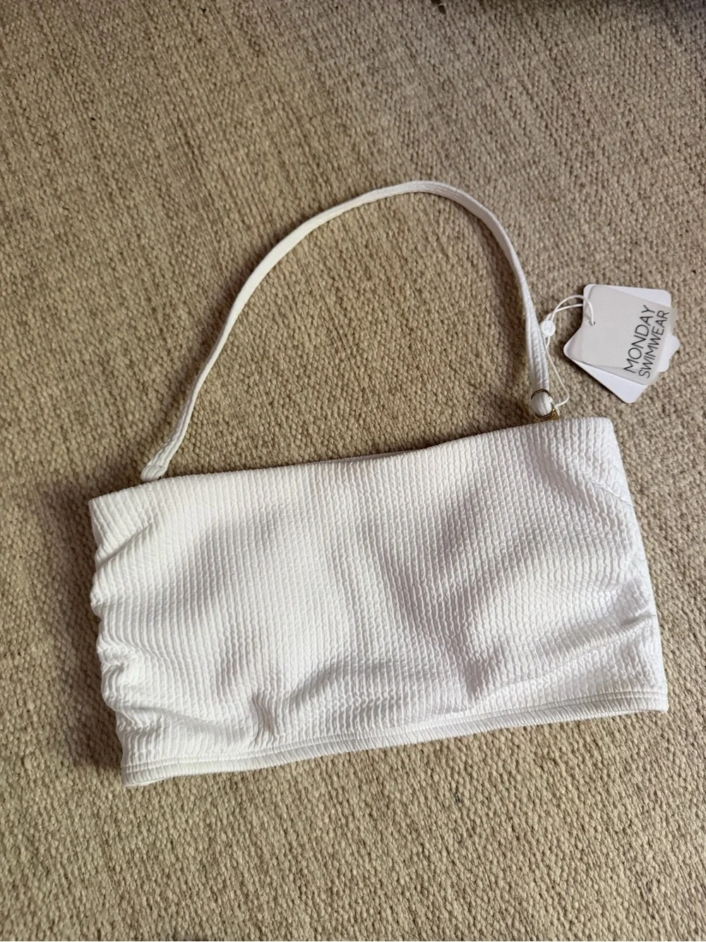Monday Swimwear Bora Bora White Ribbed Bandeau top - white crinkle